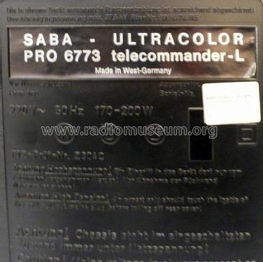 Ultracolor Pro 6773 telecommander; SABA; Villingen (ID = 2072036) Television