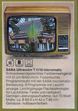 Ultracolor T5116 micromatic; SABA; Villingen (ID = 1763683) Television