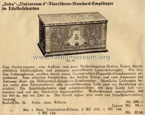 Universum 4 ; SABA; Villingen (ID = 1365420) Radio