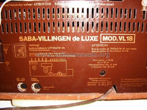 Villingen de Luxe Mod. VL18; SABA; Villingen (ID = 267746) Radio