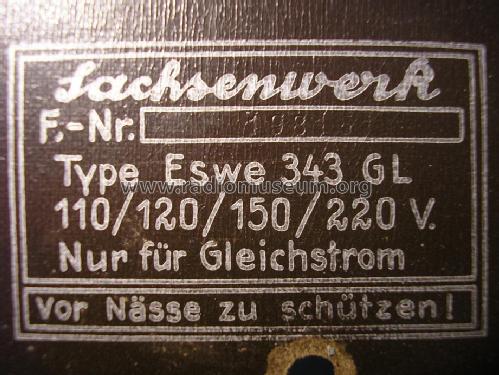 Sachsenwerk Typ ESWE 343 GL 343GL; Sachsenwerk bis 1945 (ID = 975790) Radio