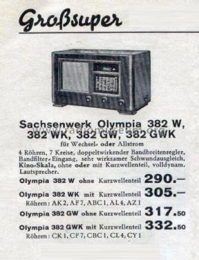 Olympia 382W; Sachsenwerk bis 1945 (ID = 2817365) Radio