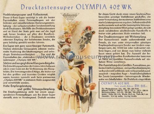 Olympia 402WK; Sachsenwerk bis 1945 (ID = 1275259) Radio