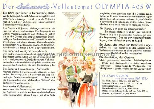 Olympia 405W; Sachsenwerk bis 1945 (ID = 1275479) Radio