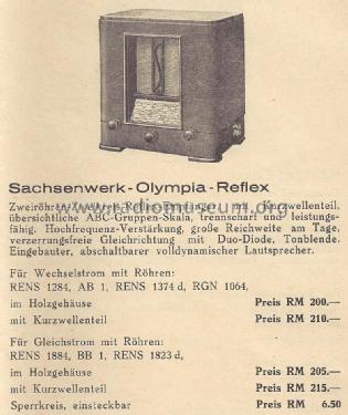 Olympia-Reflex W; Sachsenwerk bis 1945 (ID = 1341780) Radio