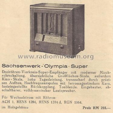 Olympia-Super W; Sachsenwerk bis 1945 (ID = 1341775) Radio