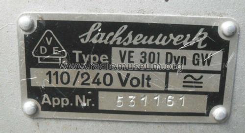 Volksempfänger VE 301 Dyn GW; Sachsenwerk bis 1945 (ID = 2577734) Radio