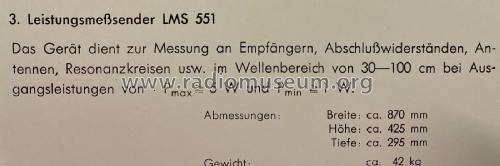 Leistungsmeßsender LMS 551; Sachsenwerk Radeberg (ID = 3185082) Equipment