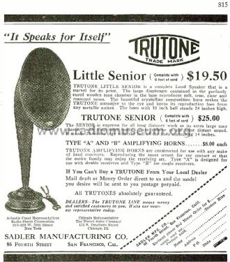 Trutone Loud Speaker Senior; Sadler Manufacturing (ID = 2037163) Altavoz-Au
