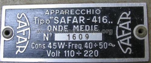 416; SAFAR Società (ID = 662893) Radio