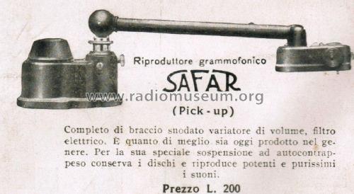 Riproduttore Grammofonico ; SAFAR Società (ID = 2705898) Micrófono/PU