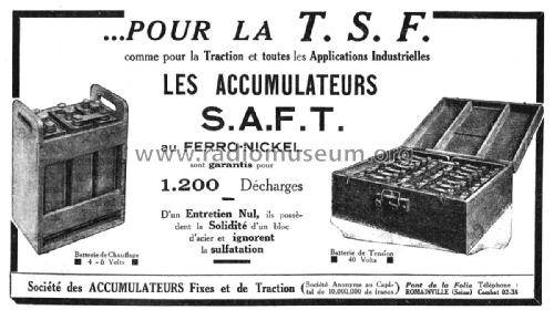 Batterie de Chauffage 4 ou 6 volts ; Saft, Soc. des (ID = 1886633) Fuente-Al