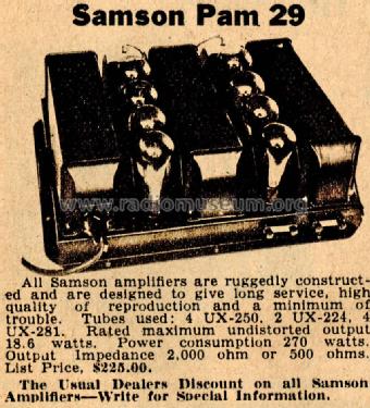Pam 29 ; Samson Electric Co., (ID = 682232) Ampl/Mixer
