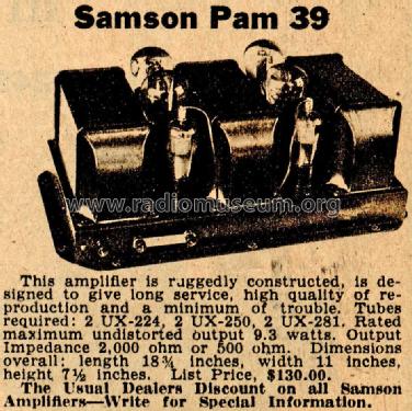 Pam 39 ; Samson Electric Co., (ID = 682224) Ampl/Mixer