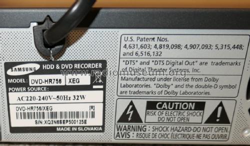 HDD- & DVD-Recorder DVD-HR756; Samsung Co.; Daegu (ID = 2357149) Enrég.-R