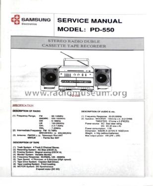 Stereo Radio Double Cassette Recorder PD-550; Samsung Co.; Daegu (ID = 2828241) Radio