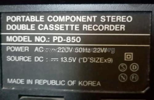 Portable Component Stereo Double Cassette Recorder PD-850; Samsung Co.; Daegu (ID = 2828252) Radio