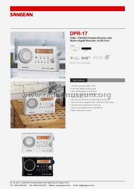 DAB+ / FM RDS Portable Receiver Digital Radio DPR-17; Sangean; Chung Ho (ID = 2562988) Radio