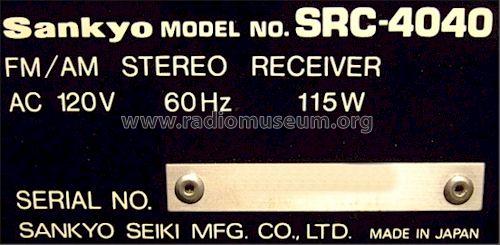 FM/AM Stereo Receiver SRC-4040; Sankyo Seiki Mfg.Co. (ID = 564135) Radio