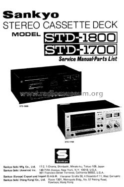 Stereo Cassette Deck STD-1700; Sankyo Seiki Mfg.Co. (ID = 1815584) R-Player