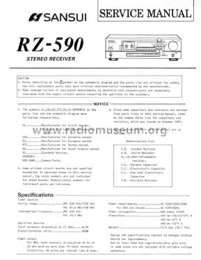 AM/FM Stereo Receiver RZ-590; Sansui Electric Co., (ID = 1910829) Radio