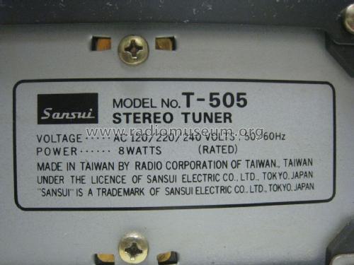 AM/FM Stereo Tuner T-505; Sansui Electric Co., (ID = 2095817) Radio