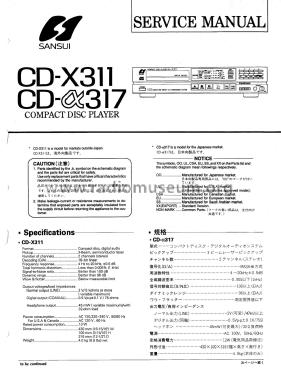 Compact Disc Player CD-X311; Sansui Electric Co., (ID = 1985646) Enrég.-R