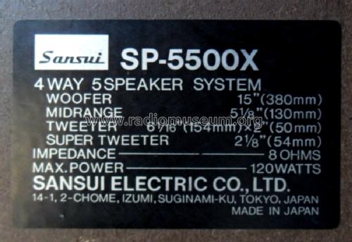 Hi-Fi Box SP-5500X; Sansui Electric Co., (ID = 1140878) Speaker-P