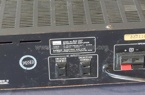Integrated Amplifier AU-217; Sansui Electric Co., (ID = 1484753) Ampl/Mixer