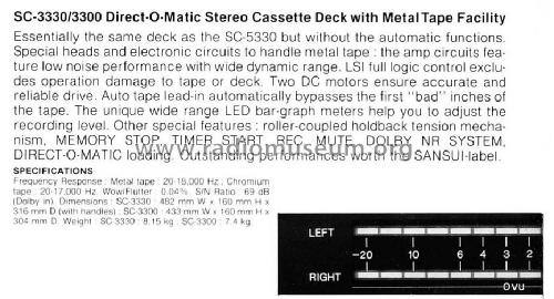 Stereo Cassette Deck SC-3300; Sansui Electric Co., (ID = 1753096) R-Player