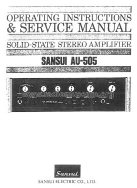 Solid State Stereo Amplifier AU-505; Sansui Electric Co., (ID = 1882795) Ampl/Mixer