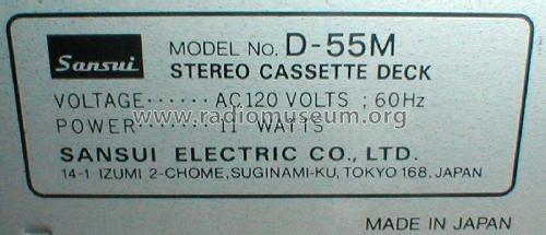 Stereo Cassette Deck D-55M; Sansui Electric Co., (ID = 1926327) Ton-Bild