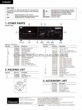 Stereo Cassette Deck D-M500F; Sansui Electric Co., (ID = 1636011) Ton-Bild