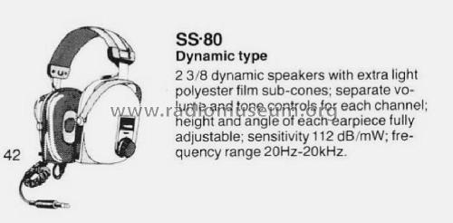 Stereo Dynamic Headphone SS-80; Sansui Electric Co., (ID = 1753296) Speaker-P