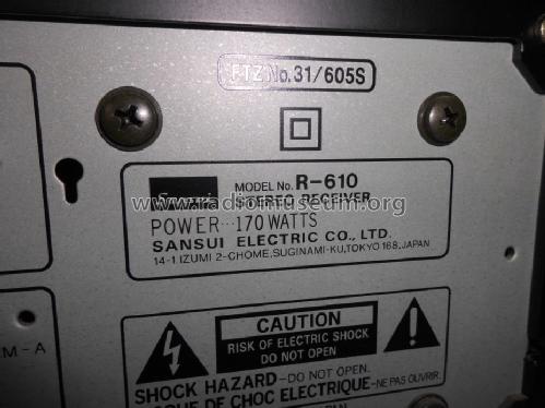 Quartz PLL Synthesizer Receiver R-610; Sansui Electric Co., (ID = 1629628) Radio