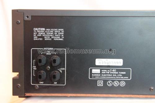 AM/FM Stereo Tuner T-60; Sansui Electric Co., (ID = 1826683) Radio