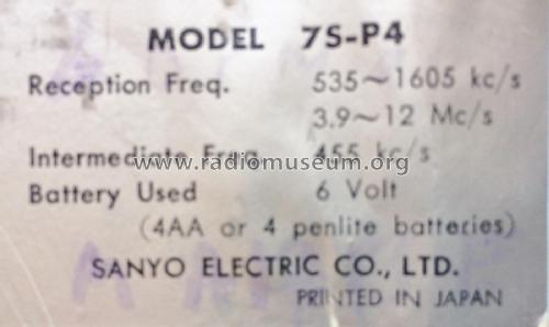 2 Band Transistor 7 7S-P4; Sanyo Electric Co. (ID = 2098222) Radio