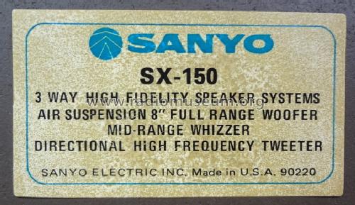 3 Way High Fidelity Speaker Systems SX-150; Sanyo Electric Co. (ID = 1522468) Speaker-P