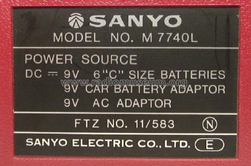 4 Band Stereo Radio Cassette Recorder M7740L; Sanyo Electric Co. (ID = 1775758) Radio