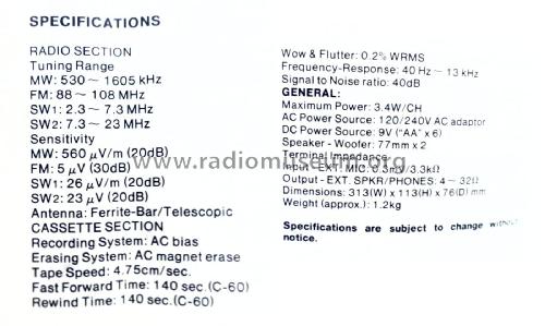 4 band Stereo Radio Cassette Recorder M-S350K; Sanyo Electric Co. (ID = 2600960) Radio