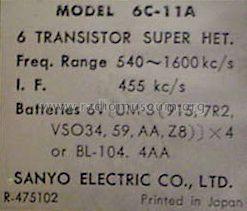 6C-11A; Sanyo Electric Co. (ID = 528494) Radio