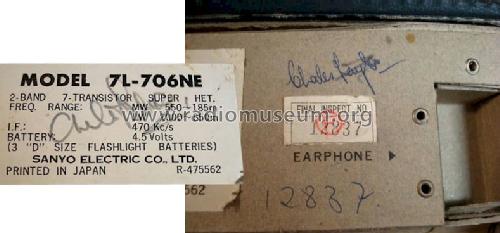 7 Transistor 7L-706NE; Sanyo Electric Co. (ID = 819261) Radio