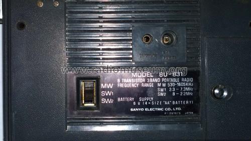 8 Transistor 3 Band Portable Radio 8U-831; Sanyo Electric Co. (ID = 1917601) Radio