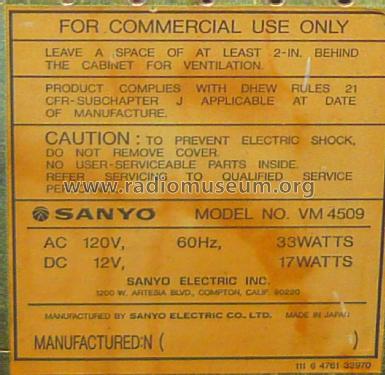 9' Monochromatic Monitor VM4509; Sanyo Electric Co. (ID = 1969487) Television