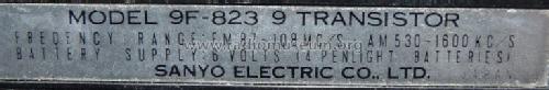 9 Transistor 9F-823; Sanyo Electric Co. (ID = 685150) Radio