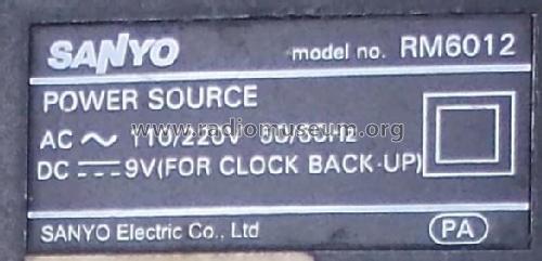 AM/FM Digital Clock Radio RM6012; Sanyo Electric Co. (ID = 2471120) Radio