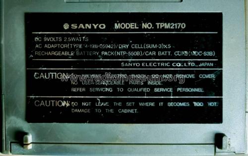AM/FM Quartz Clock Radio & TV TPM2170; Sanyo Electric Co. (ID = 2824662) TV Radio