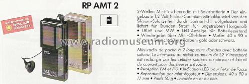 AM/FM Solar Battery Radio RP AMT 2; Sanyo Electric Co. (ID = 540126) Radio