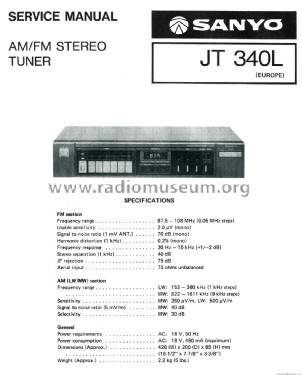 AM/FM Stereo Tuner JT340; Sanyo Electric Co. (ID = 2565913) Radio