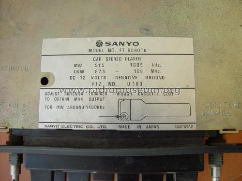 FT6080TV; Sanyo Electric Co. (ID = 2093762) Car Radio